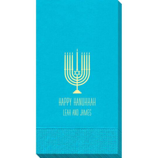 Happy Hanukkah Menorah Guest Towels